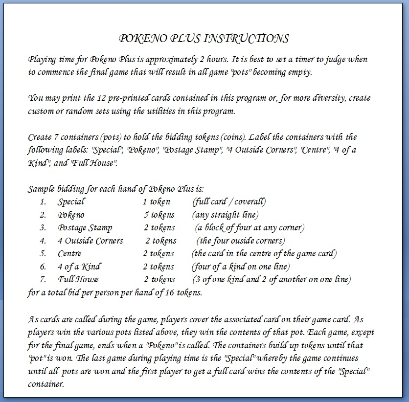 Pokeno Plus instructions for a fun pokeno event !